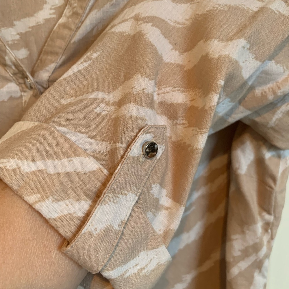 SOLD!! Emily Daniels linen blend too. Size XL, EUC. Tan and ivory. - Picture 3 of 6